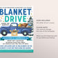 Blanket Drive Flyer Editable Template, Holiday Blanket Donation Fundraiser Poster, Winter Blanket In Need Flyer, School Church Community