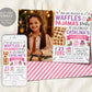 Christmas Waffles and Pajamas Birthday Invitation With Photo Editable Template