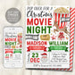 Christmas Movie Night Joint Siblings Birthday Invitation Editable Template