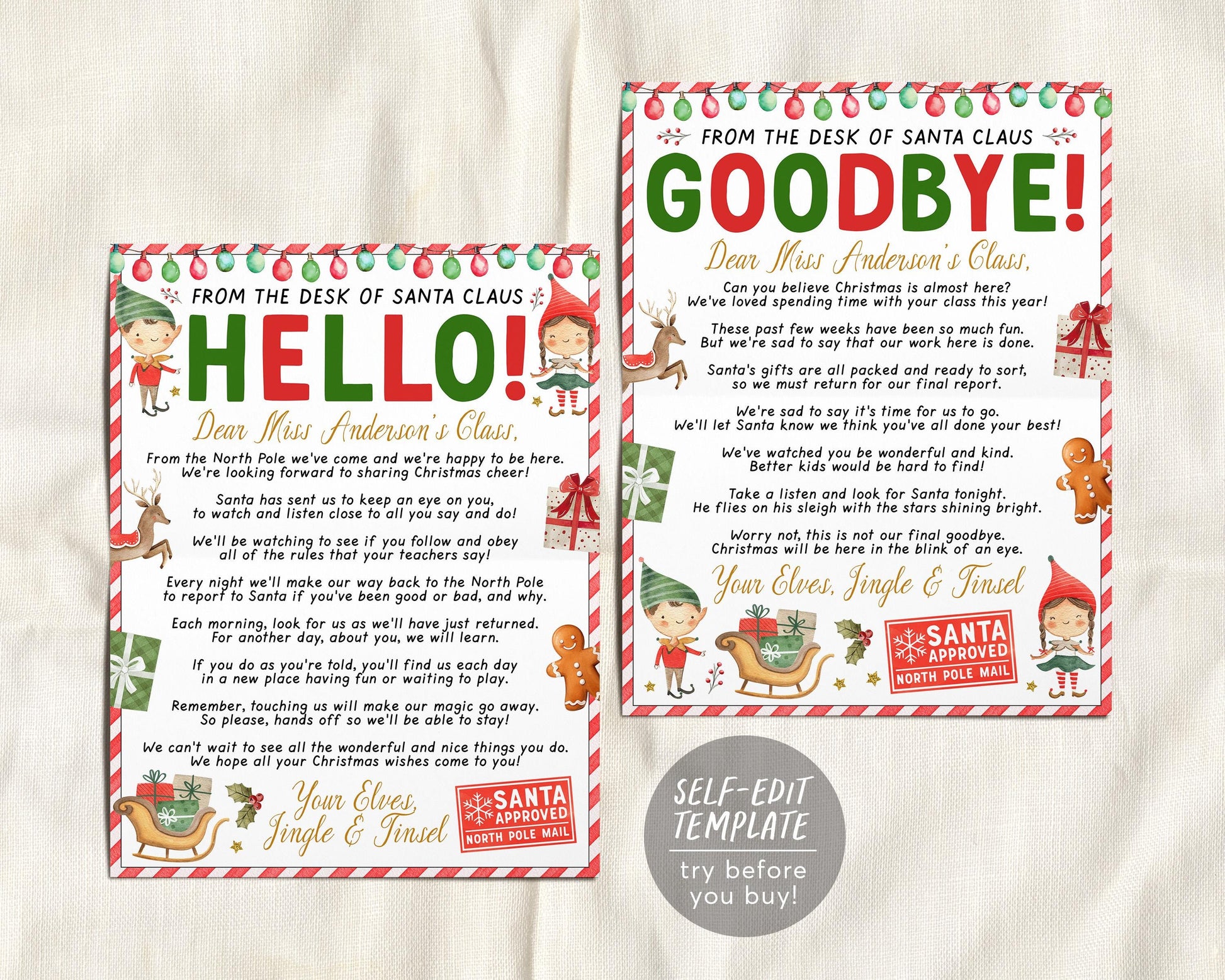 Elf Letter for Classroom Editable Template