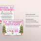 Pink Girl Elf Retirement Letter Bundle Editable Template, Official Elf Retirement Certificate Letter Last Year Elf Farewell Goodbye Letter