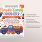 Pumpkin Carving Fundraiser Flyer Editable Template, Halloween Night Pumpkin Truck Art Party Invitation, Trick Or Treat School PTO PTA Church