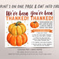 We've Been Thanked Editable Template, You've Been Thanked Pumpkins, Thanksgiving Fall Thank'd Game Activity Sign Instructions Kit Neighbors