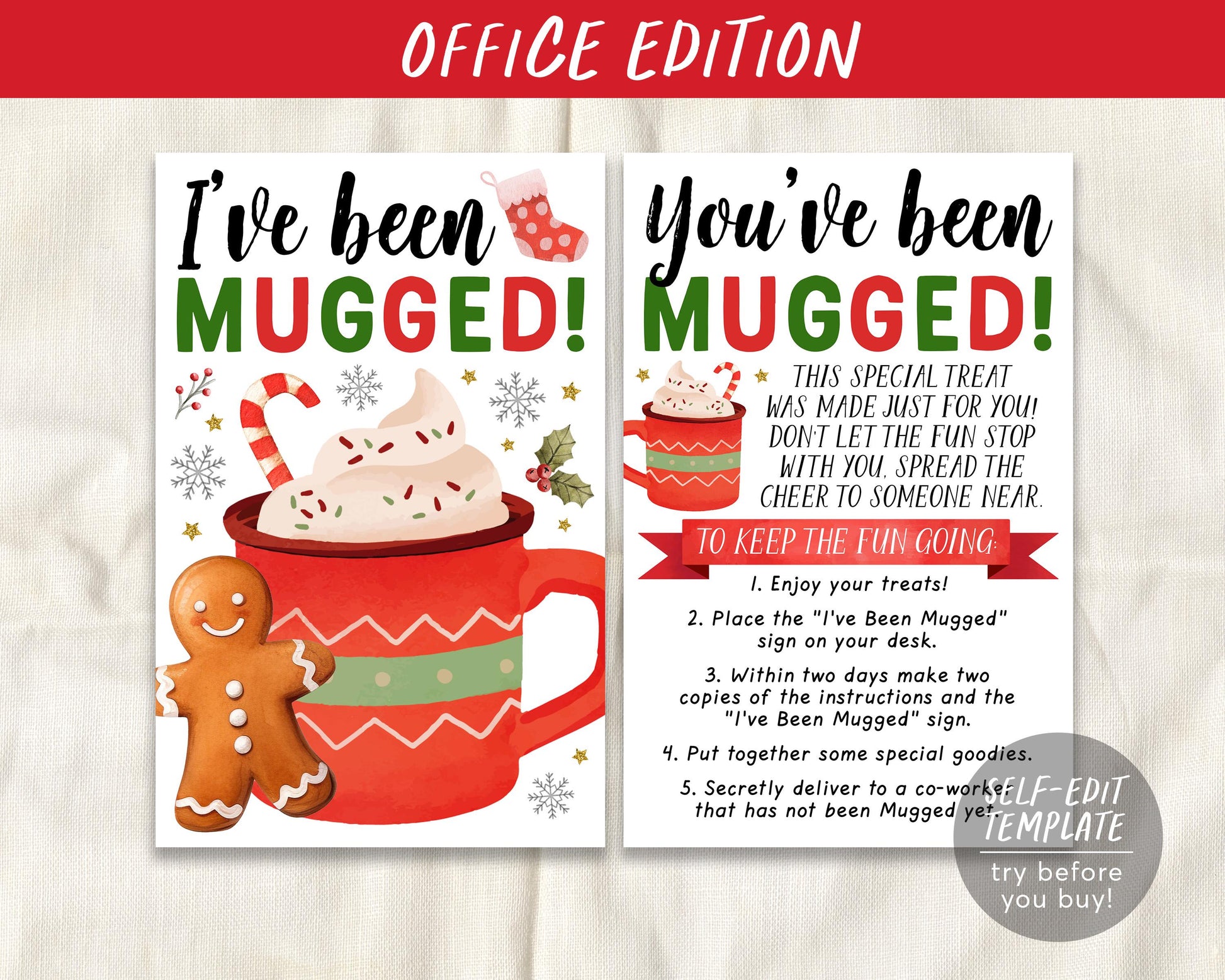 I've Been Mugged Coworker Game Editable Template, You've Been Mugged O – Puff Paper Co for I Ve Been Mugged Free Printable