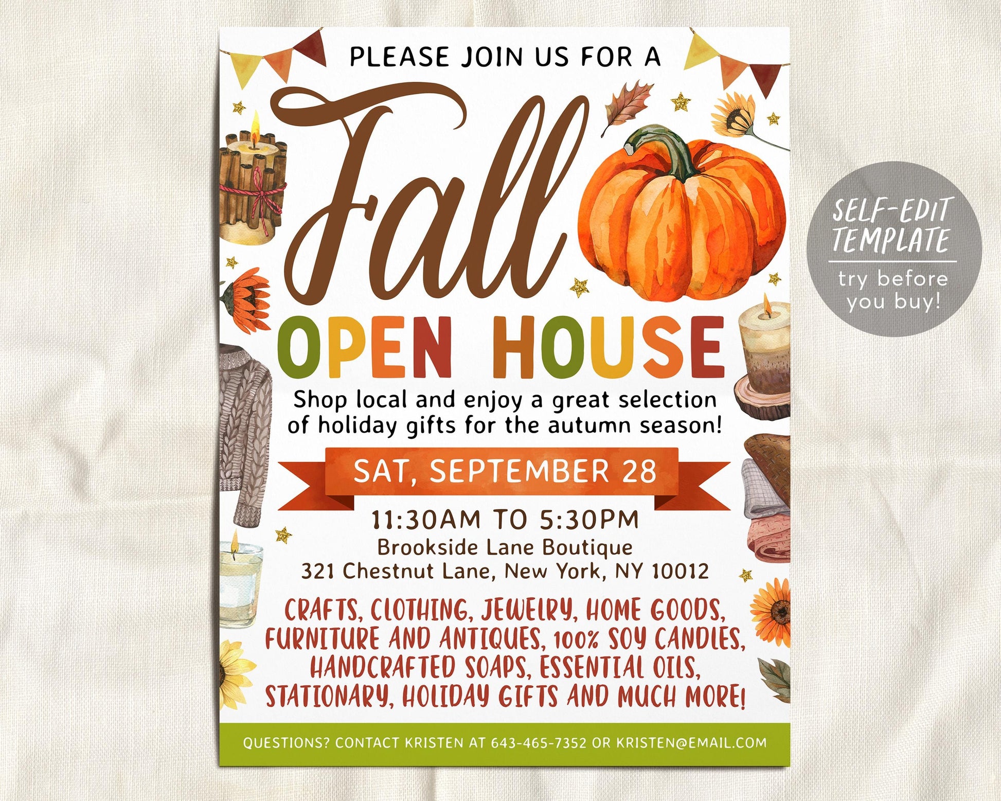 Fall Open House Flyer Editable Template