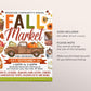 Fall Holiday Market Flyer Editable Template, Pumpkin Truck Fall Shopping Event, Autumn Craft Outdoor Fest Flyer Farmers Market Thanksgiving