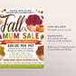 Fall Mum Sale Fundraiser Flyer Editable Template, Potted Flower Chrysanthemum Sale Invitation, Autumn Holiday Plant School PTA PTO Community