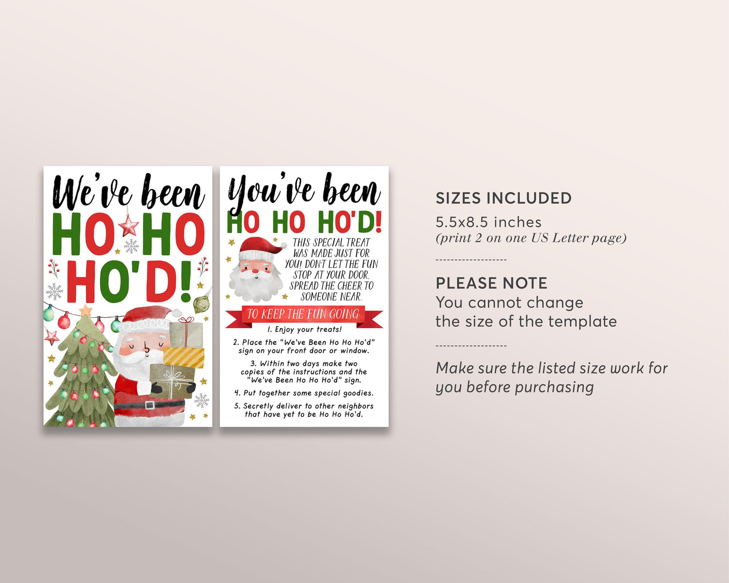 We've Been Ho Ho Ho'd Christmas Game Editable Template, Santa I've Been Ho Ho Ho'd Sign And Instructions Kit, Neighborhood Neighbor Gifts