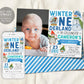 Winter Onederland First Birthday Invitation With Photo Editable Template