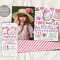 Time Four Tea 4th Birthday Invitation With Photo Editable Template