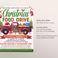 Christmas Food Drive Flyer Invitation Editable Template, Winter Holiday Food Bank Fundraiser Poster, Nonprofit Charity Community Donation