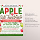 Apple Sale Fundraiser Flyer Editable Template, Invitation, Autumn Fall Harvest Festival Event Poster, School PTO PTA Church Community Event