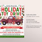 Holiday Toy Drive Flyer Editable Template, Christmas Toy Donation Charity Fundraiser Poster, Winter School Church Toy Drive PTO PTA Event