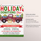 Holiday Donation Drive Flyer Editable Template, Christmas Food Drive, Drop Off Food Bank, Winter School PTO PTA Church Community Clothing