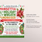 Poinsettia and Holiday Wreath Flyer Editable Template, Christmas Plant Wreath Fundraiser Sale Flyer, Winter School Church PTO PTA Shopping