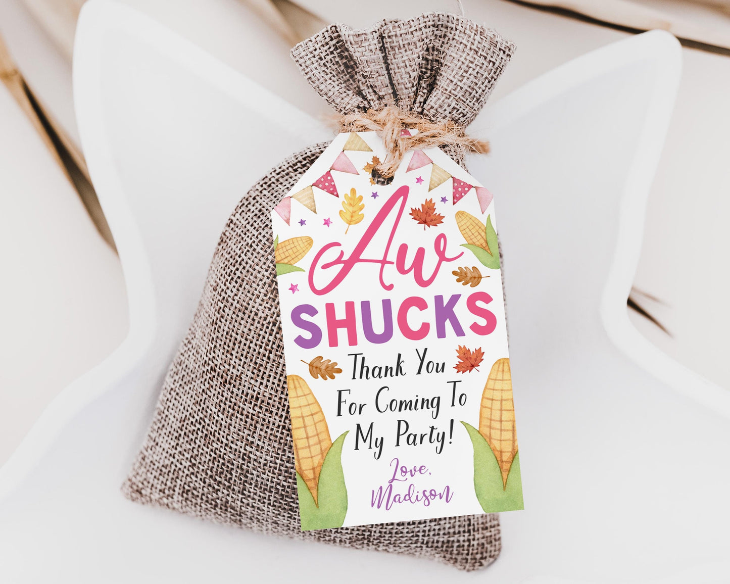 Corn Birthday Favor Tags Editable Template