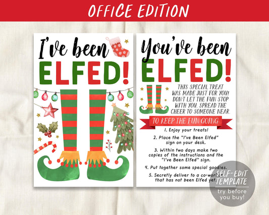 I&#39;ve Been Elfed Coworker Game Editable Template