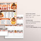 What's Your Turkey Name Game, Thanksgiving Dinner Game Activity With Name Tags And Sign, Family Fall Autumn Party Games, Holiday Kids Adult