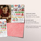 Gnome Birthday Invitation With Photo Editable Template, Kids We're Rounding Up The Gang Party Invite, Christmas Merry Little  Birthday Evite