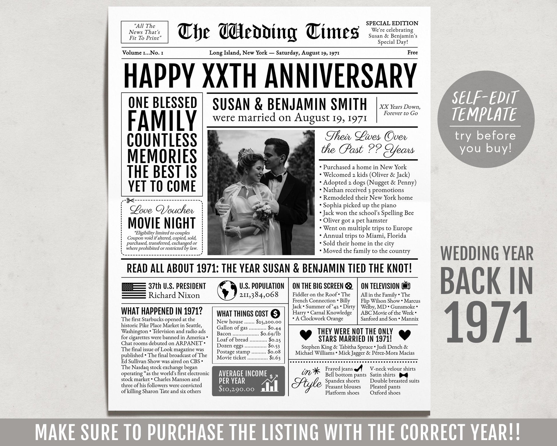 Back in 1971 54th 55th 56th Anniversary Gift Newspaper Editable Templa – Puff Paper Co back-in-1971-54th-55th-56th-anniversary-gift-newspaper-editable-templa-puff-paper-co