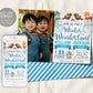 Winter Wonderland Joint Siblings Birthday Invitation With Photo Editable Template