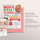 Christmas Movie Pizza Pajamas Birthday Invitation Editable Template, Holiday Movie Night Slumber Party Invite, Sleepover Pajamas Party Evite