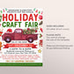 Holiday Craft Fair Flyer Editable Template, Christmas Holiday Fest Bazaar Flyer, Winter Vendor Craft Market, School Community Shopping Event