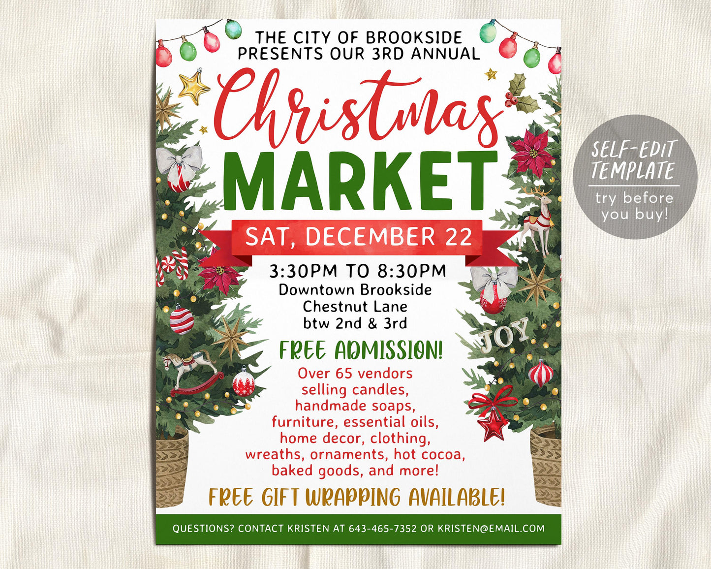 Christmas Market Flyer Editable Template