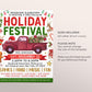 Holiday Festival Flyer Editable Template, Christmas Winter Festival Poster, Holiday Festive Xmas Fest Invitation, School Church Community