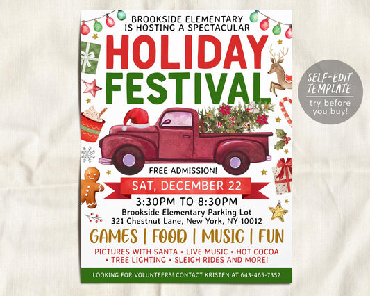 Holiday Festival Flyer Editable Template