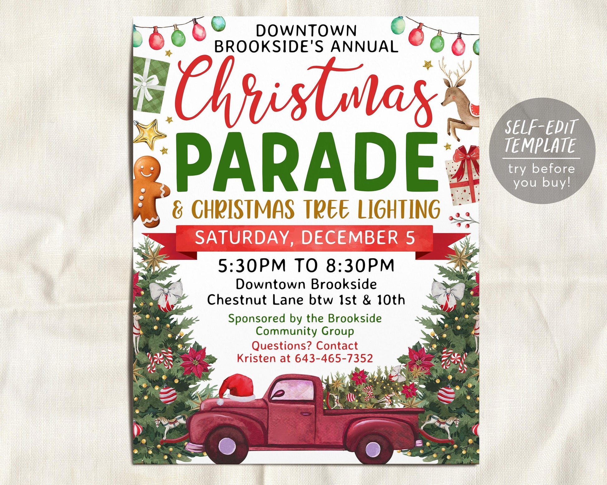 Christmas Parade Flyer Editable Template