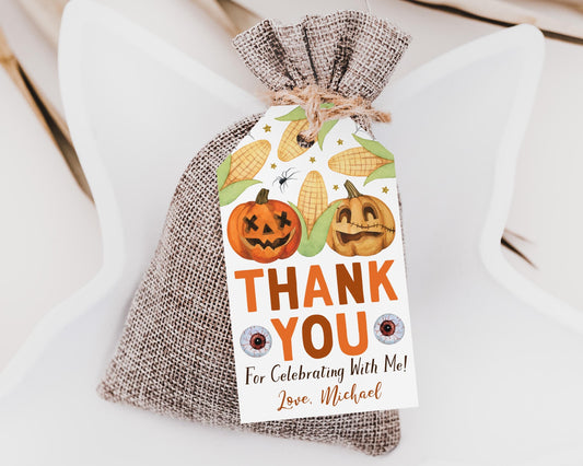 Halloween Corn Birthday Favor Tags Editable Template