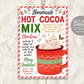 Hot Cocoa Mix in a Jar Gift Tag Editable Template