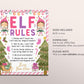 Pink Girl Elf Rules Sign, Elf Rules To Follow, Elf Do Not Touch Me Arrival Christmas Rule, Elves Magic Rules For Kids Christmas Elf Activity