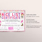 Pink Nice List Certificate Editable Template, Santas Official Nice List Approved Letter, Girl Elf Elves Letter, Santa Claus Christmas Eve