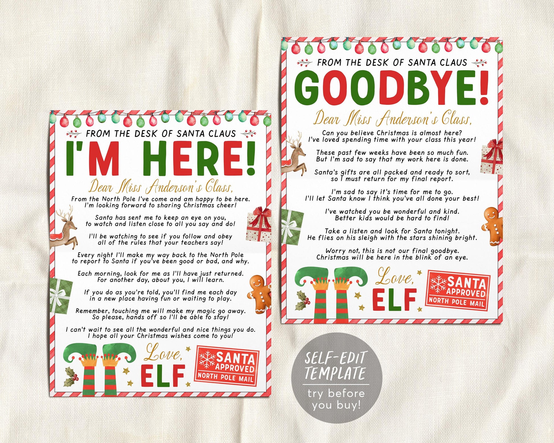 Elf Letter for Classroom Editable Template