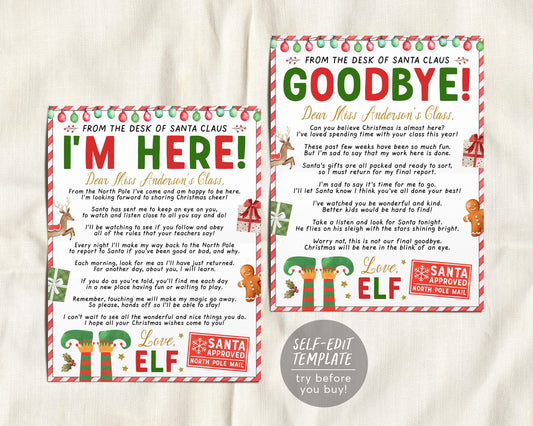 Elf Letter for Classroom Editable Template