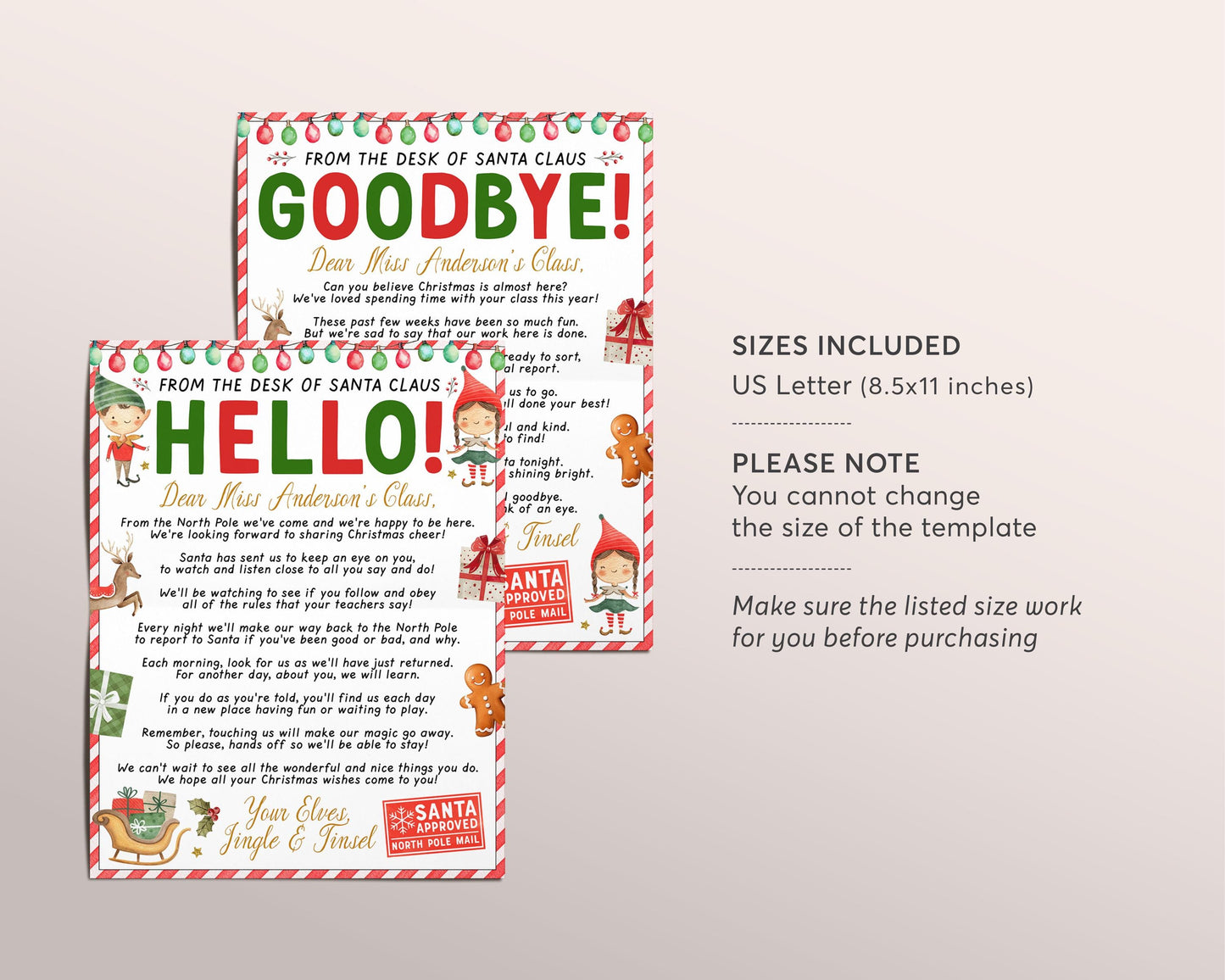 Elf Letter for Classroom Editable Template, Girl And Boy Elves Arrival And Goodbye Note, Elf Visiting Letter, Teacher Christmas Activity