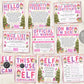 Pink Girl Elf Games BUNDLE Editable Template