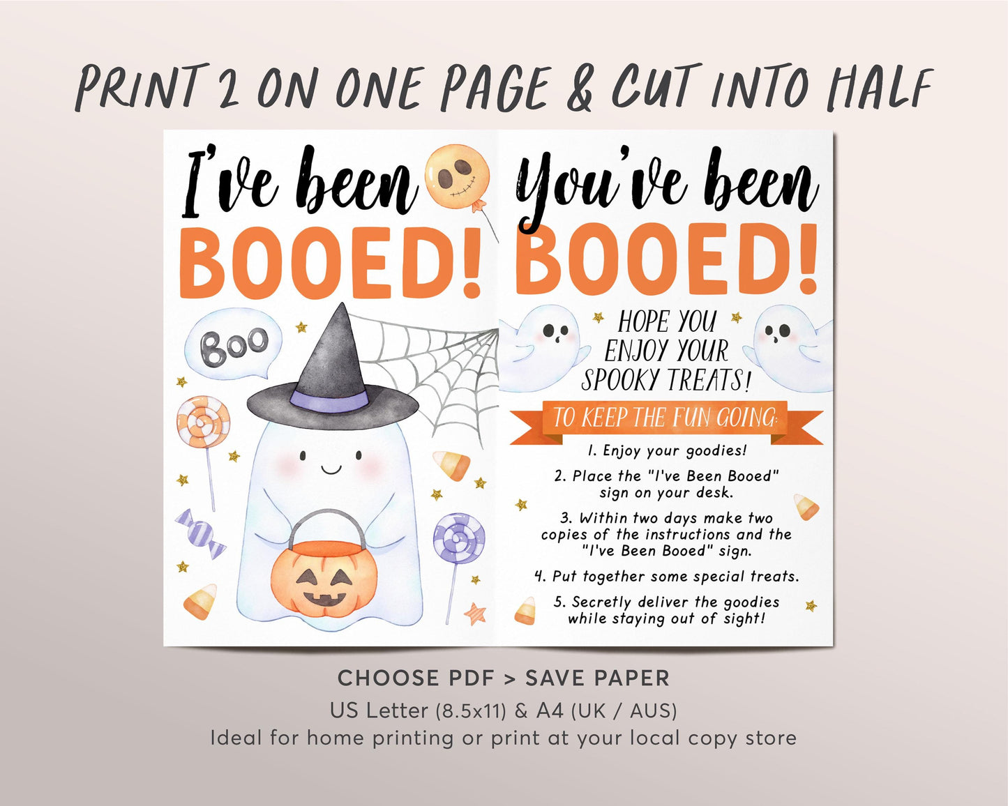 We've Been Booed Editable Template, You've Been Booed Kit, Halloween Neighborhood Tradition Sign Instructions Gifts For Neighbors Printable