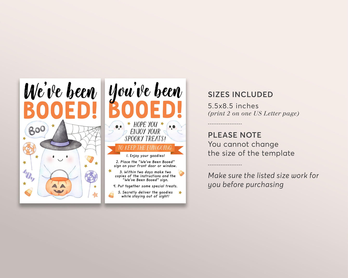 We've Been Booed Editable Template, You've Been Booed Kit, Halloween Neighborhood Tradition Sign Instructions Gifts For Neighbors Printable