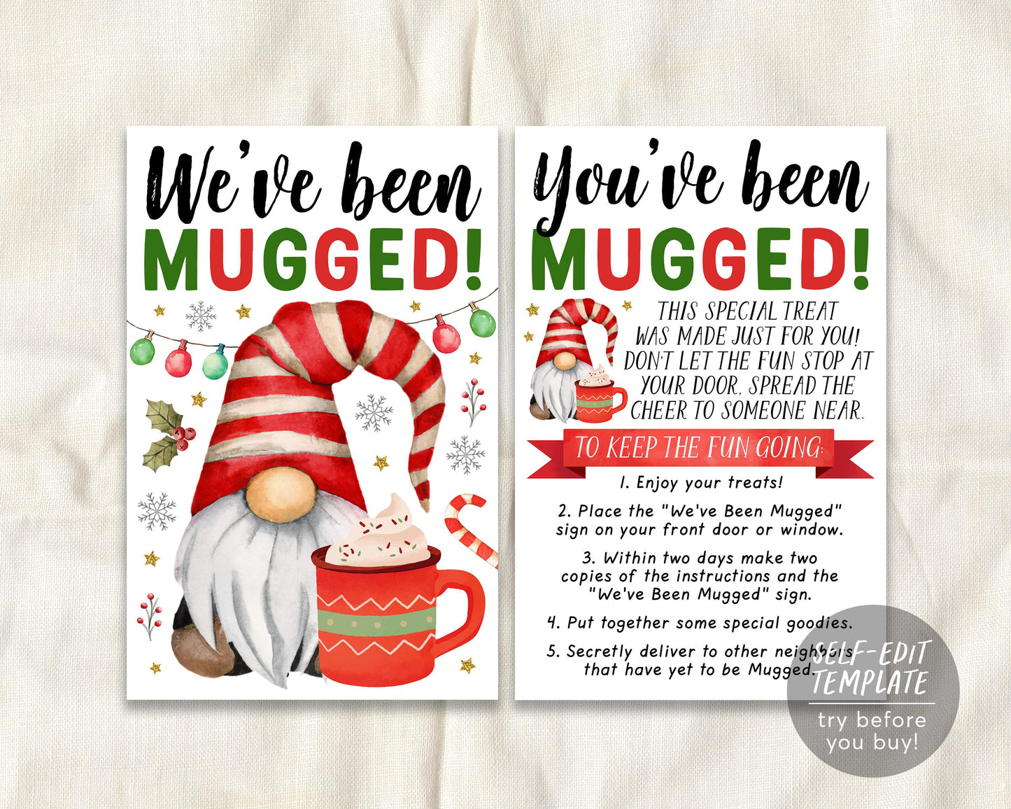 We&#39;ve Been Mugged Christmas Game Editable Template