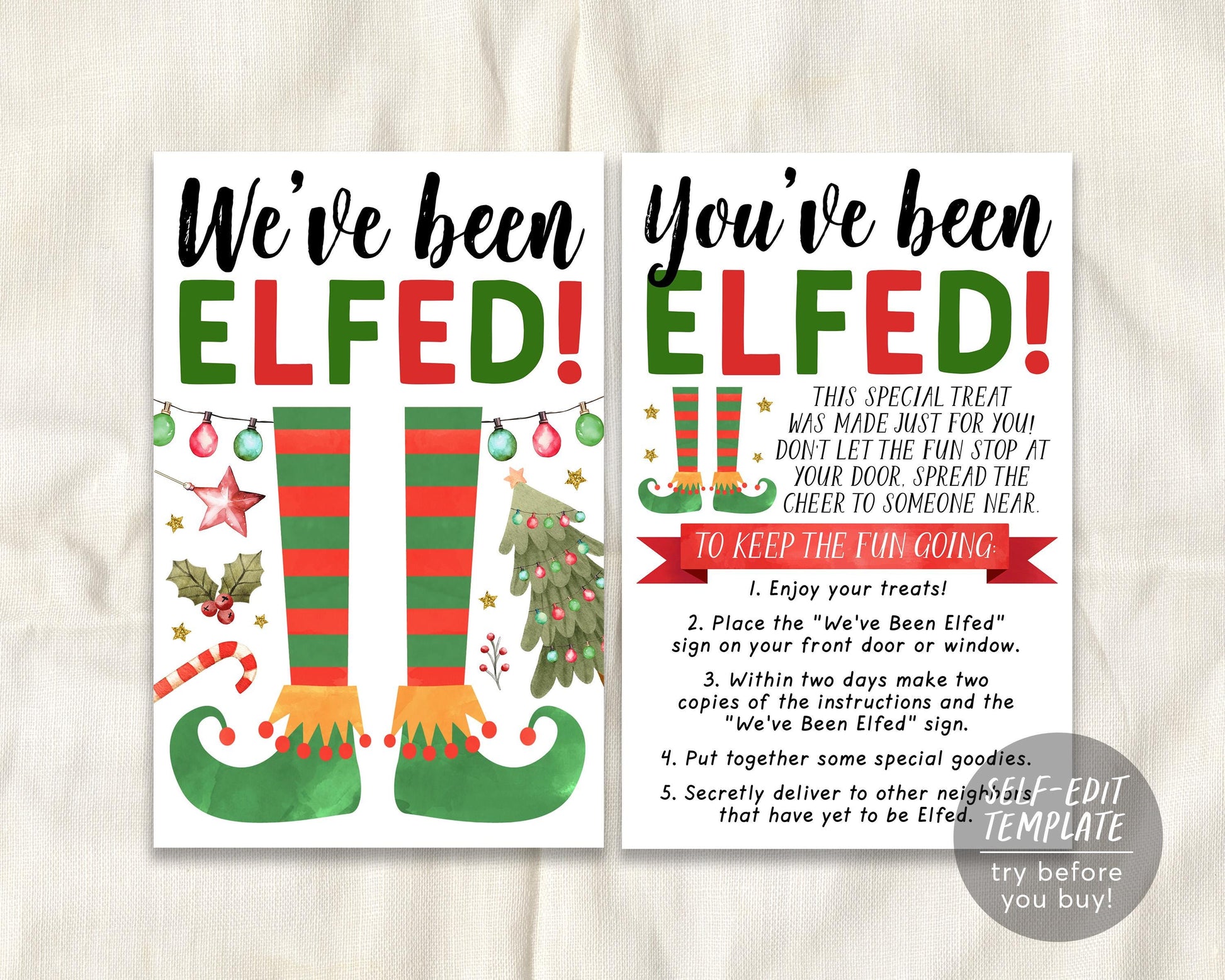 We&#39;ve Been Elfed Christmas Game Editable Template