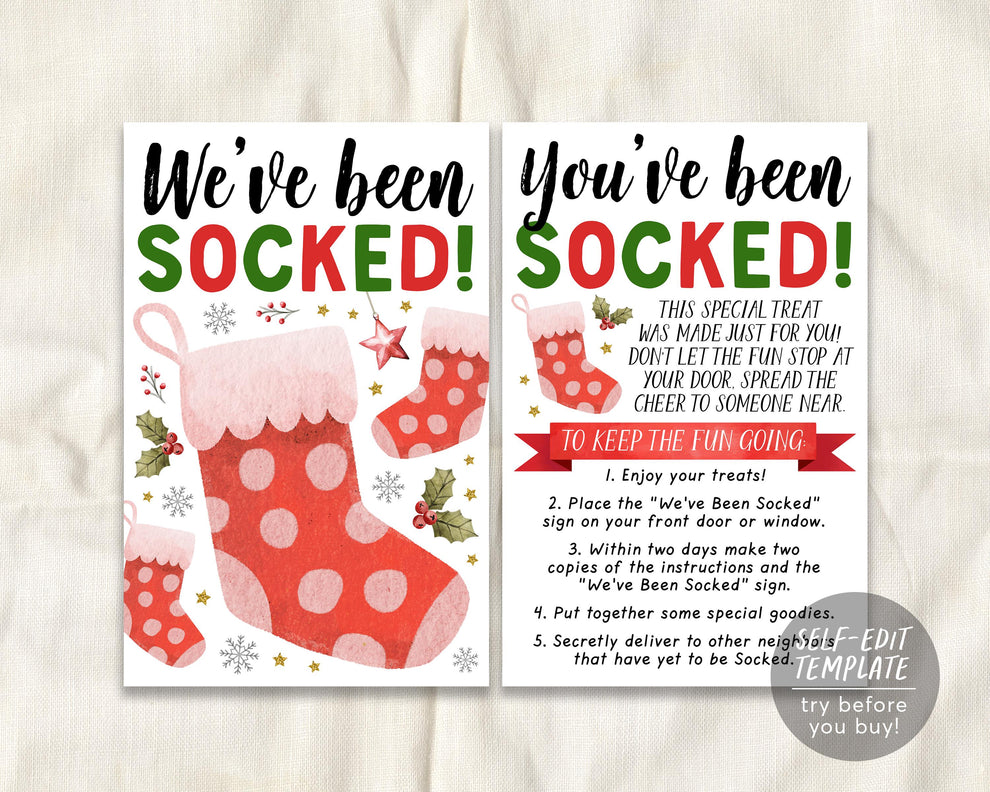 We've Been Socked Game Editable Template, Christmas Stocking You've Be ...