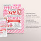 Sweetheart First Birthday Invitation Editable Template, Valentines Day Pink Hearts Party Invite, Valentine Our Little Sweetheart Evite