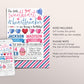 Valentines Day Joint Siblings Birthday Invitation Editable Template, Boy Girl Our Little Sweetheart Heartbreaker Party Invite Evite Hearts