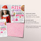 Pizza With Santa Invitation With Photo Editable Template, Girl Christmas Pizza and Pajamas Invite, Holiday Kids Dinner Sleepover Party Evite