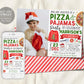 Christmas Pizza And Pajama Birthday Invitation With Photo Editable Template