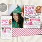 Christmas Movie Pizza Pajamas Birthday Invitation With Photo Editable Template