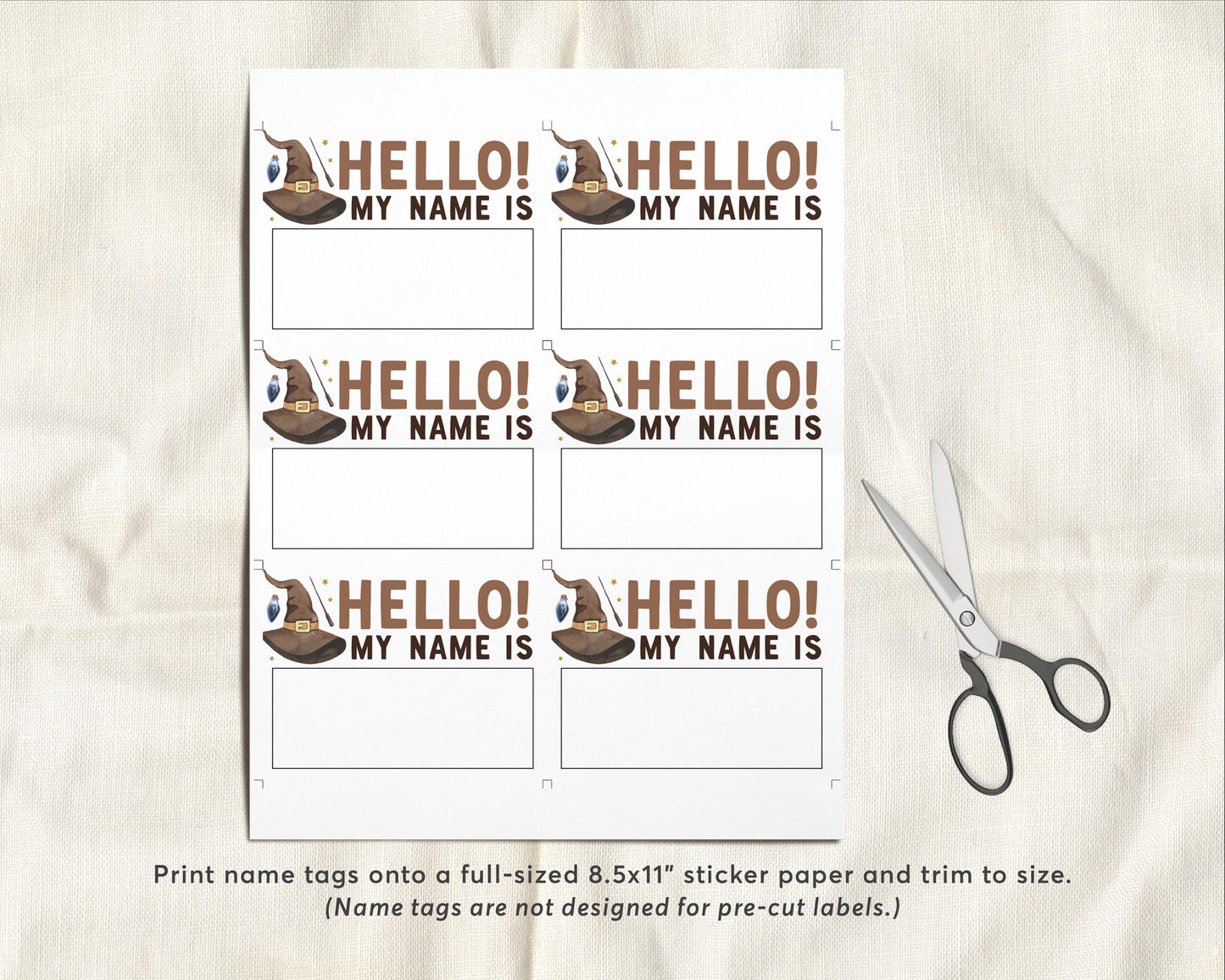 What's Your Wizard Name Game, Magical Wizard Birthday Party Activity With Name Tags And Sign Printable Fall  Spooktacular Halloween Themed